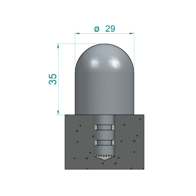 Stainless Steel Spherical Cylinder Top Anti Skate Stud