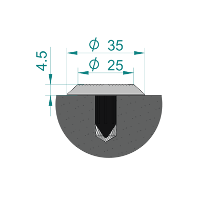 Hollow Back SS Tactile Stud with Poly Sleeve